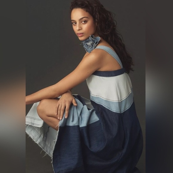 Anthropologie Dresses & Skirts - 🆕 PILCRO Seamed Smocked Denim Midi Dress S